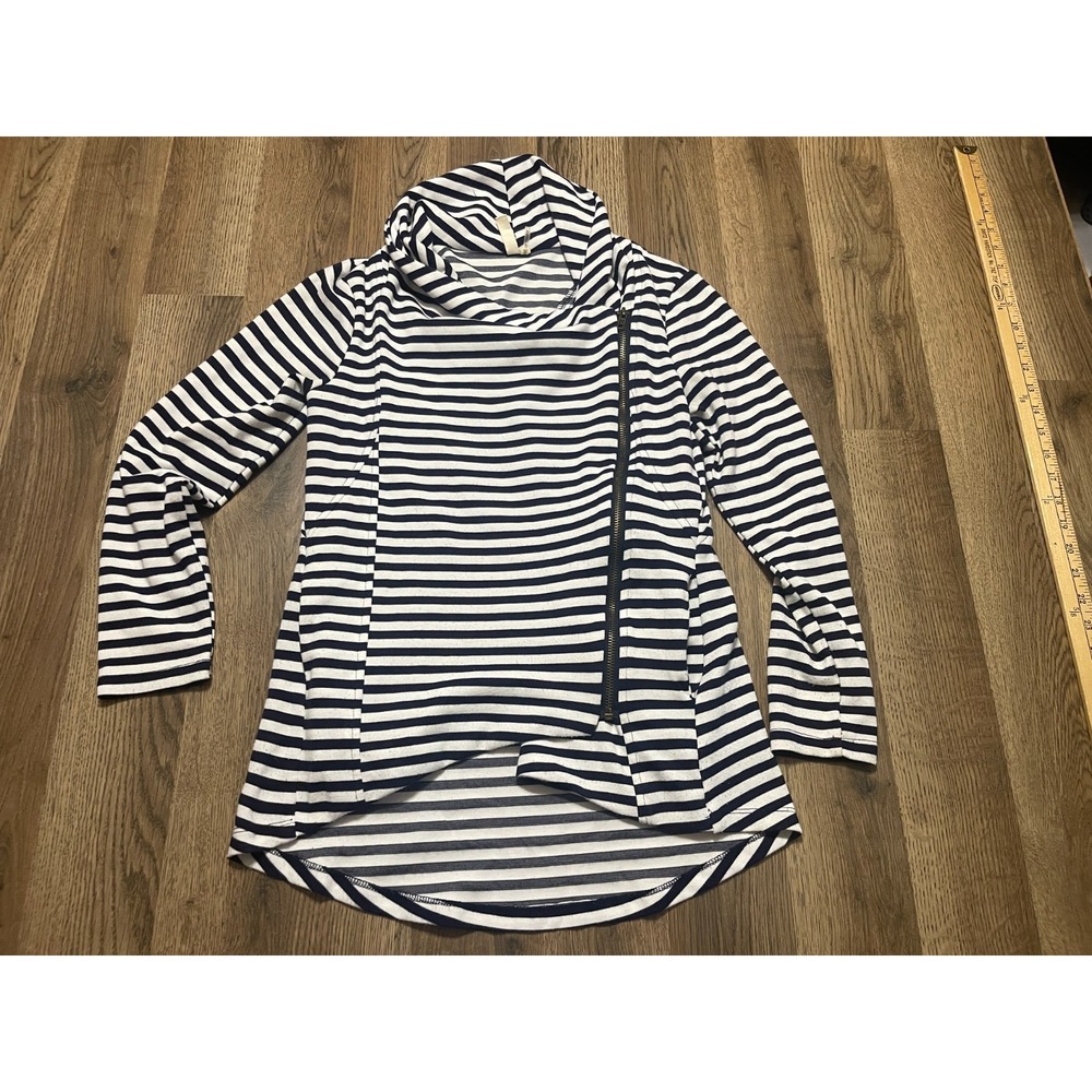 My Beloved Jacket, Women's Size Small, White Blue, Striped, Full Zip